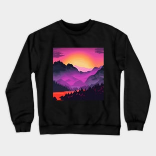 Pink purple fairytale forest Crewneck Sweatshirt